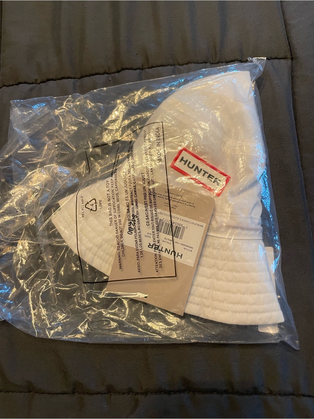 Hunter Ripstop Bucket Hat Women’s White / Off White NWT Packable Nylon Rain Hat - Picture 9 of 9